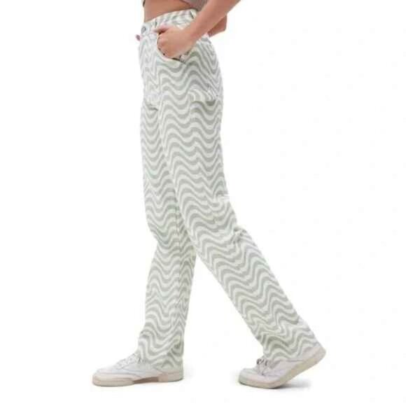 PacSun Green & White Boyfriend Carpenter Pants - Picture 2 of 11